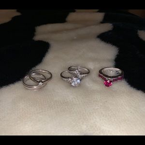 2 wedding sets and 1 engagement ring sizes 6.5-7